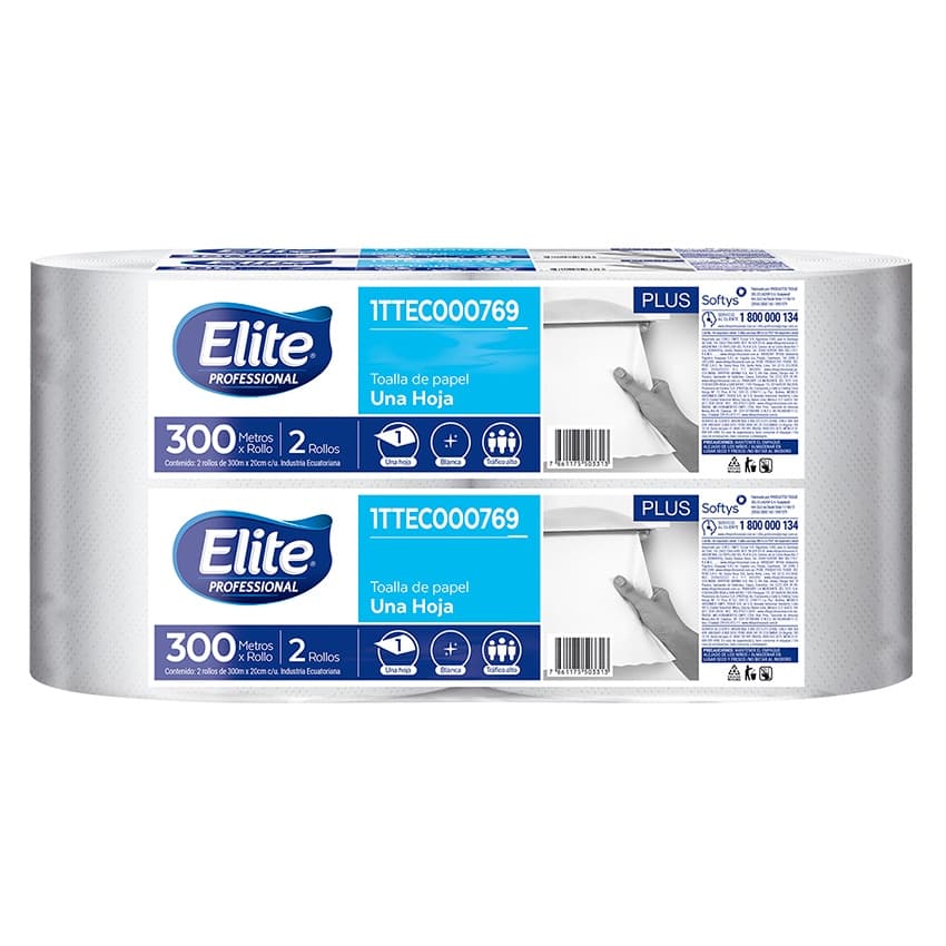 Toalla de Manos en Rollo Blanca 300mts x 2und.