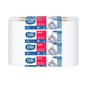Papel Higiénico Jumbo Excellence Blanco. Hoja Doble, 250mts x 6und.