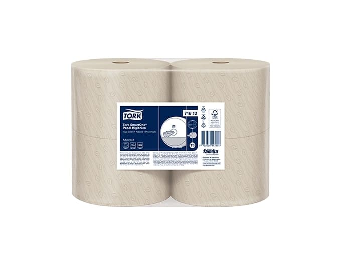 Tork SmartOne. Papel Higiénico Natural. Hoja Doble 200mts x 4und.