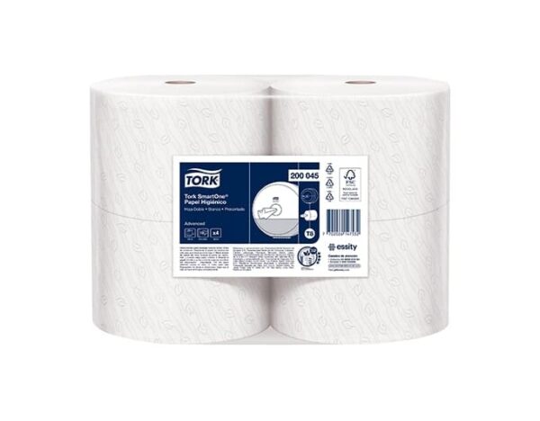 Tork SmartOne. Papel Higiénico Blanco. Hoja Doble 200mts x 4und.